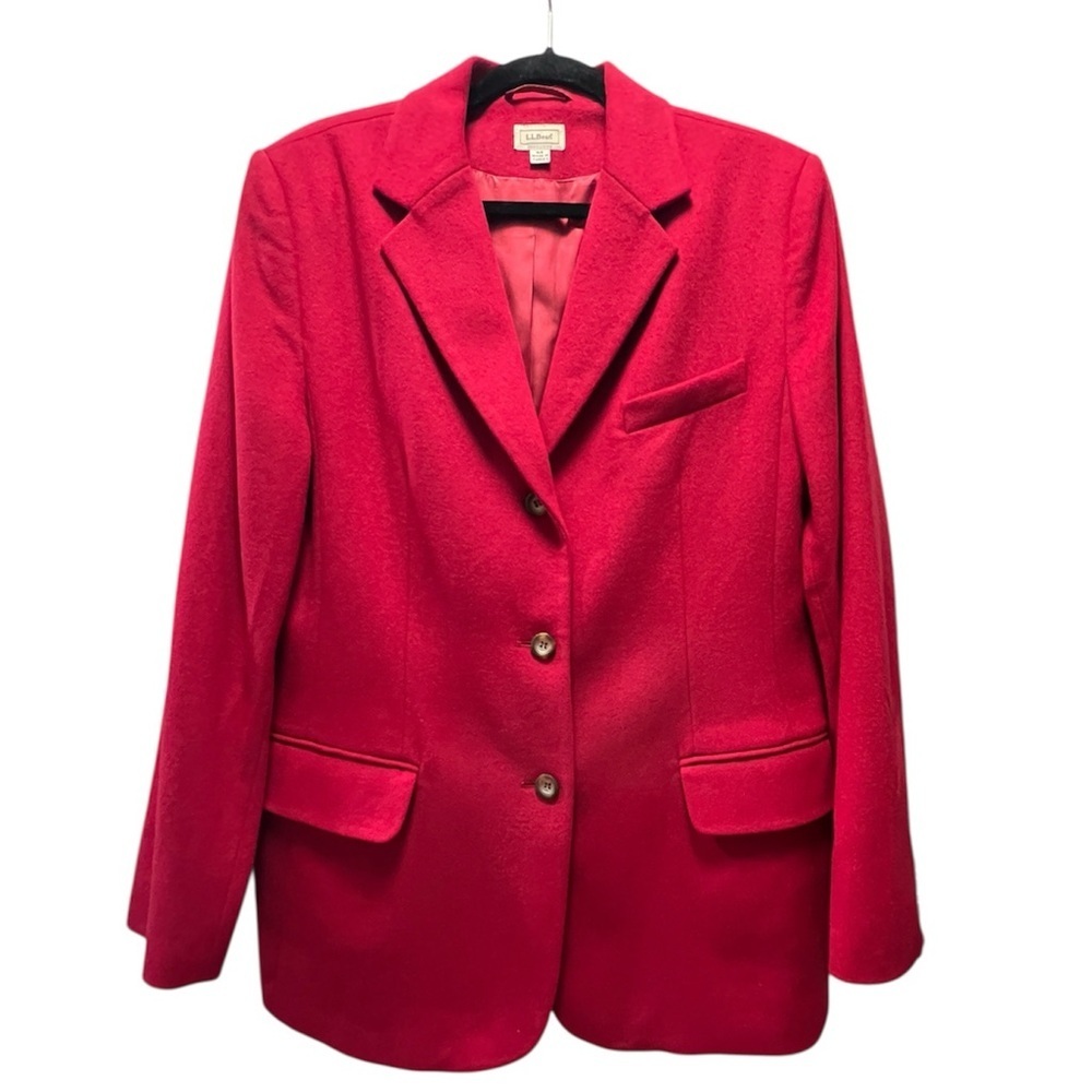 Vintage L.L.Bean Wool & Cashmere Vibrant Red Women's Blazer- Size 14R